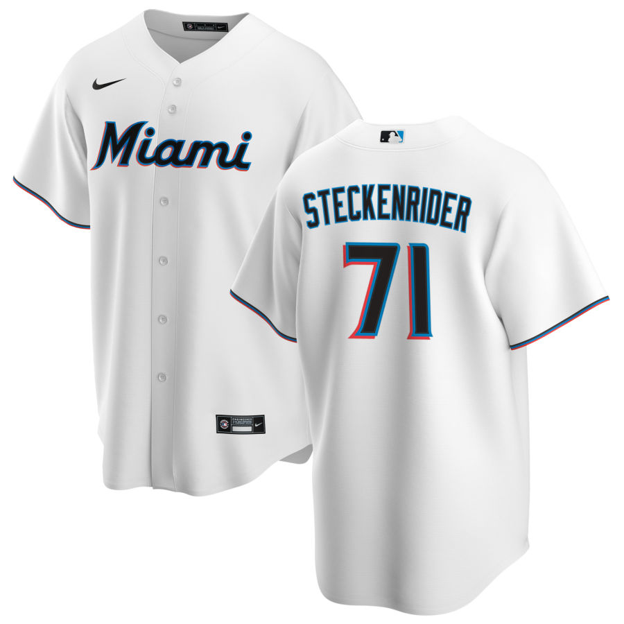 Nike Men #71 Drew Steckenrider Miami Marlins Baseball Jerseys Sale-White